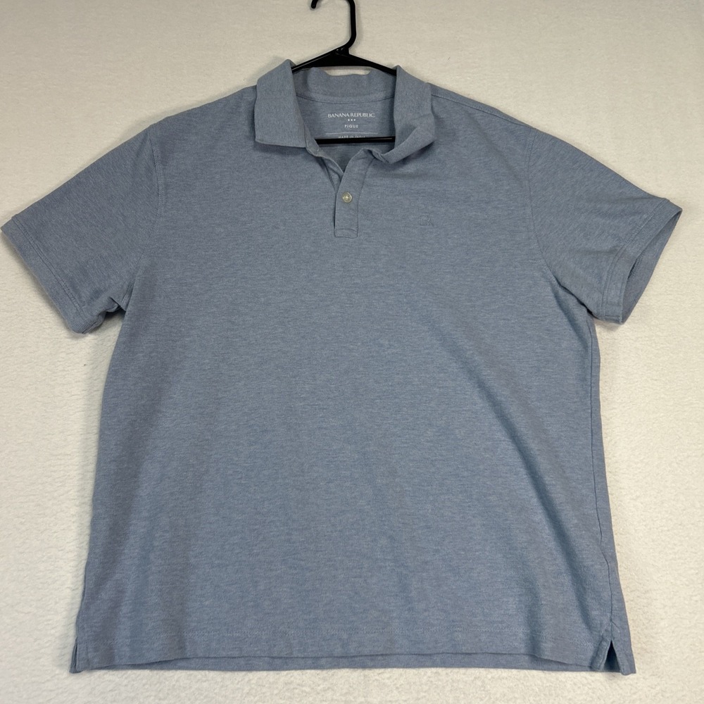 Banana Republic Polo Shirt Mens XL Blue Knit Pique Golf Short Sleeve